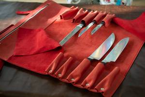 Porte-couteaux en cuir fait main, étui professionnel pour couteaux de chef, organiseur de rangement pour outils de cuisine LKR-0311 - Product Image 5