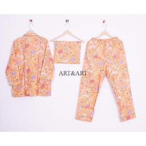 ชุดนอนผ้าฝ้ายแท้สำหรับผู้หญิง ลายพิมพ์ออร์แกนิค ชุดนอนหรูหรา คุณภาพสูง ชุดนอนสั่งทำพิเศษสำหรับผู้หญิง - Product Image 4