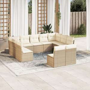 Set Divano da Giardino in Polyrattan Beige con Piedini Regolabili Grandi - Set da Giardino - Product Image 1