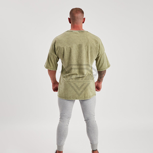 T-shirt Oversize Personnalisé pour Homme, Coton Lourd Délavé à l'Acide, Épaules Tombantes, Style Streetwear, Fitness, Musculation - Product Image 4
