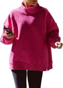 Pull à col roulé pour femme à manches longues en polaire épaisse avec logo personnalisé imprimé sur le devant et couleur personnalisée - Product Image 2
