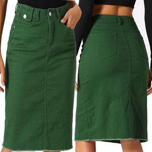 Jupe en jean pour femme, taille haute, coupe trapèze, mini ou midi, décontractée, mode urbaine, vente en gros - Product Image 3