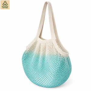 Sac en filet de coton naturel 41x72 cm, sac de courses réutilisable en maille, vente en gros, logo personnalisé OEM - Product Image 4