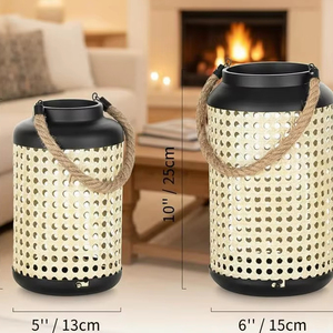 Natural <b>Rattan</b> Woven Tealight Candle Holders Pack 3 Rustic Vintage Seagrass Votive Holders for <b>Dining</b> <b>Table</b> Storage Baskets - Product Image 2