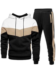 Ensemble de sweat-shirts à capuche pour homme 100% coton, coupe classique, en molleton, écologique, décontracté, pour l'hiver, noir, blanc, beige, manches longues, tricoté - Product Image 1