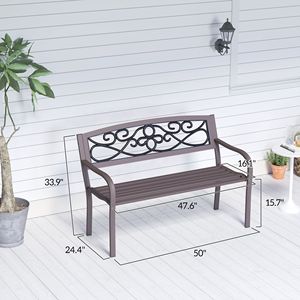 Panca da Giardino in Acciaio con Design Floreale per Patio, Parco, Cortile, Centro Commerciale - Arredo Durevole per Esterni - Product Image 3