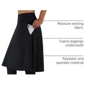 <b>Women</b> Modest <b>Skirt</b> High Waist Solid <b>Black</b> Color A-Line Breathable Knitted Nylon Casual All Seasons OEM Anti-Bacterial - Product Image 2
