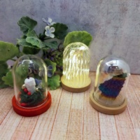 Dôme en verre transparent iridescent miniature à l'échelle 1:12 avec base en bois, ornement décoratif