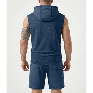 Oem Custom Acid Wash T Shirt Short <b>Set</b> For Men's Latest Design New Fashionable Solid Color Casual Terry Fabric Summer Men's <b>Sets</b> - Product Image 6