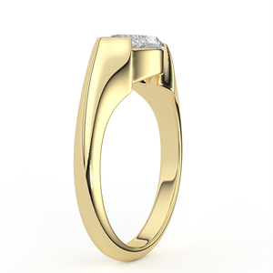 Bague minimaliste en or jaune à profil bas, avec diamant taillé en feuille, demi-sertie, style East West, solitaire moderne, bijou d'exception - Product Image 3