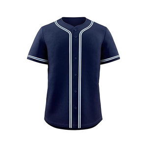 Maillot de baseball unisexe pour adulte, manches courtes, boutons sur le devant, bleu marine, maille respirante, vêtements de sport - Product Image 1