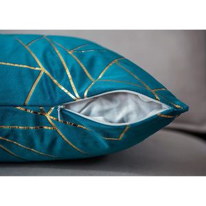 Fodera per cuscino in velluto con motivo geometrico moderno, decorazione in lamina d'oro, federa decorativa per divano, camera da letto, soggiorno, confezione da 2 - Product Image 4