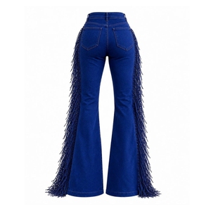 Pantalones Vaqueros Rectos de Invierno para Mujer, con Flecos Pintados en PU, Colores Personalizados - Product Image 2