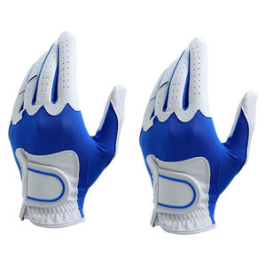 Blue And White PU Leather Golf Glove Right Hand Non-Slip Breathable Adjustable Wrist <b>Strap</b> Unisex Sports Glove - Product Image 2
