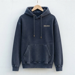 Custom <b>Navy</b> Blue Minimalist Logo Hoodie Men's Pullover <b>Sweatshirt</b> Casual Streetwear Hooded <b>Sweatshirt</b> OEM ODM - Product Image 3