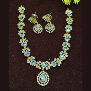 Ensemble collier et boucles d'oreilles pour femme JeweleMarket, plaqué or, avec cristaux et strass, style ethnique, pour mariage, fiançailles, anniversaire, cadeau, Maharashtra - Product Image 1