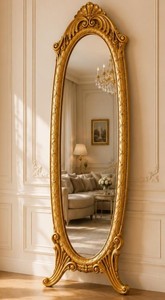 Espejo de Pared Dorado Barroco de Cuerpo Entero con Marco Ornamentado |   Decoración de Lujo - Product Image 1
