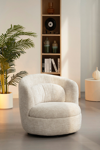Sillón Giratorio Premium con Rotación de 360 Grados, Sillón de Diseño con Tela Texturizada, Silla Redonda Tipo Barril para Cuarto de Niños o Sala de Estar - Product Image 4