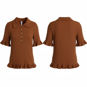 Polo personnalisé performant et tendance avec ourlet à volants, anti-humidité, séchage rapide, pour le golf, avec logo personnalisé - Product Image 3