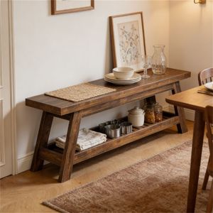 Double Seat Entrance <b>Bench</b> with Storage Space for Lobby or <b>Shoe</b> Rack - Product Image 4