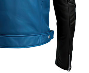 Chaqueta de cuero genuino de piel de oveja de alta calidad estilo Cafe Racer, acolchada, cálida, con cuello de solapa y cremallera para hombre. - Product Image 5