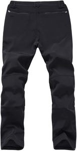 Pantalones de esquí y snowboard negros para hombre con cremalleras naranjas y rodillas reforzadas, ropa de invierno a prueba de viento - Product Image 5