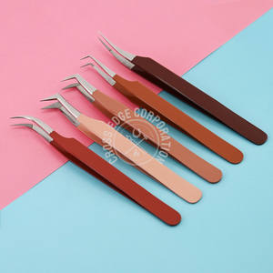 Pince à épiler personnalisée pour extensions de cils, pointe en fibre, antidérapante, courbée, outil classique pour l'application de bouquets et de volume de cils - Product Image 6