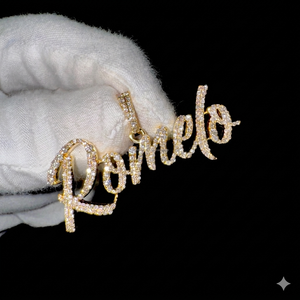 Personalized Trendy Hip Hop 925 Silver Rhodium Iced Cursive Initial Letter Name Brilliant Cut Natural Diamond Pendant Fine Charm - Product Image 1