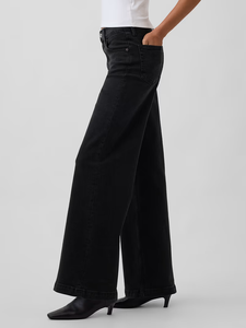Jean en denim noir pour femme, respirant, écologique, coupe droite, taille mi-haute, délavage clair, décontracté, couleur unie personnalisable, OEM professionnel - Product Image 4