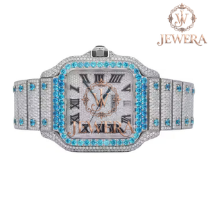 Mossinate Stainless Steel Diamond <b>Watch</b> Elegant Gold and Silver Timepiece with Genuine Diamond Detailing and Waterproof Feature - Product Image 1