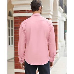 เสื้อเชิ้ตผู้ชายแบบยืดได้ – แขนยาวติดกระดุม ทรงปกติ สำหรับงานทางการ ธุรกิจ และงานแต่งงาน - Product Image 4