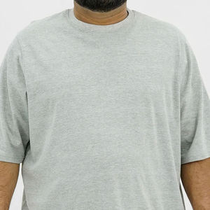 High Quality 100% Cotton Canvas O-Neck Oversized Men's T-Shirt Latest Fashion Hip Hop Style Solid Plus size <b>tshirt</b> Front logo - Product Image 6