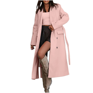 Unisex Full Length <b>Leather</b> <b>Coat</b> Soft Hide Winter Overcoat <b>Long</b> Sleeve Fold Collar Front Button Warm Outerwear Classic - Product Image 4