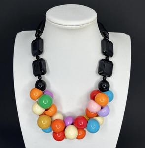 Rainbow Geometric Acrylic Resin Bead Lightweight <b>Statement</b> <b>Necklace</b> Chunky Bib Collar Women Fashion Jewelry Handmade Wholesale - Product Image 2