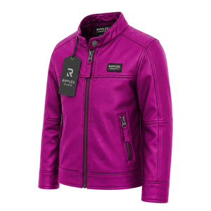Kids leather <b>jacket</b> with premium materials cozy feel comfortable design and fashionable look for school and weekend outings - Product Image 5