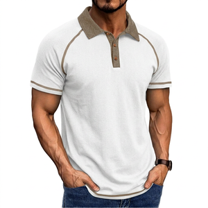 Chemise Homme Manches Courtes en Coton, Couleur Unie, Tricotée, Respirante, Séchage Rapide, Style Décontracté, Vert Marron, Col Boutonné - Product Image 2
