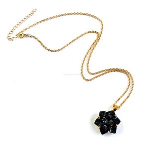 Colgante de flor de ónix negro AAA tallado a mano, collar de flor de cristal para mujer, colgante de piedra preciosa, fabricación de joyería artesanal al por mayor - Product Image 2