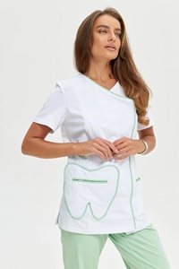 Ensemble de blouses et pantalons unisexe EVER GLOW blanc et vert menthe, uniforme d'hôpital à manches courtes, détection d'aiguilles, fuselage sans couture en Spandex - Product Image 4