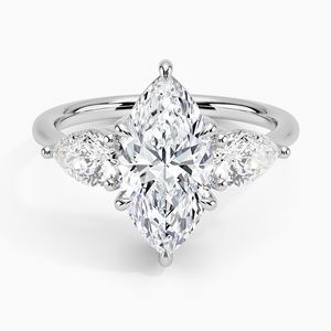 Anillo BOJ 0133 con Corte Marquesa, Plata 925, Anillo Solitario de Lujo con Engaste de Garras, Diamante de 2ct, Color D, VVS1, Moissanita, Certificado GRA - Product Image 1