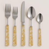 Ensemble de couverts en acier inoxydable avec manche en résine, design moderne de luxe, finition miroir, écologique, pour la décoration de la cuisine et de la maison, idéal comme cadeau