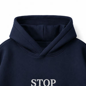 Sweat-shirt à capuche oversize bleu marine pour homme, pull décontracté en polaire avec poche avant et motif imprimé, idéal pour l'automne - Product Image 6