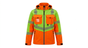 <b>High</b> <b>Visibility</b> Reflective Waterproof Polyester <b>Softshell</b> Hooded Safety <b>Jacket</b> for Construction Site Workwear - Product Image 6
