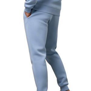 Ensemble de survêtement décontracté pour homme en polaire bleu ciel avec capuche, tenue de sport, de gym, de jogging, streetwear, pour sports d'hiver et activités sportives - Product Image 2