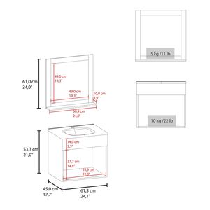 Mobile bagno sospeso Slater con lavabo, mobiletto a due ante e specchio, finitura Wengue - Product Image 4