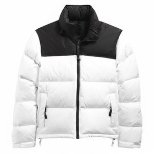 Manteau d'hiver pour homme, blanc et noir, à blocs de couleur, col montant, fermeture éclair, épais, décontracté, coupe classique, motif uni, meilleures ventes - Product Image 6