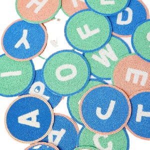 CRYSTAL CRAFT Octopus <b>Beaded</b> <b>Coasters</b> Custom Seed Bead Handmade Promotional Personalized Multi Colors Square - Product Image 1