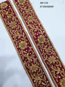 <b>Sequin</b> Lace Trim <b>Gold</b> Border Embroidery Eco-Friendly GUIPURE <b>Fabric</b> A-Grade Quality Deals in Wholesale - Product Image 5