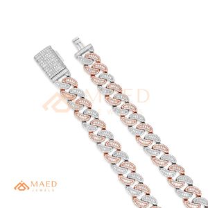 Rose Gold Baguette Moissanite Cuban Link Necklace <b>Iced</b> <b>Out</b> Luxury Hip Hop <b>Chain</b> Jewelry For Men Women - Product Image 5