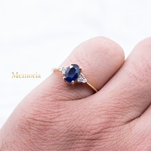 Exquisite Natural Blue Sapphire Gemstone Diamond Prong Birthday <b>Ring</b> Precious <b>Dainty</b> Handmade 14k Yellow Gold for Certified - Product Image 5