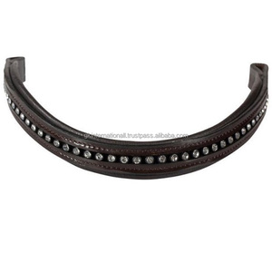 ที่มีคุณภาพสูงทนทานสีดำหรือฮาวานาสีน้ำตาลหนังเบาะม้าคิ้วกับประกายฝังคริสตัล Bling คิ้ววง - Product Image 3